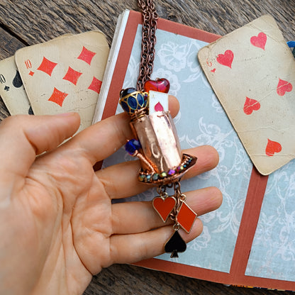 Mad hatter's hat necklace🎩♥️♠️♦️