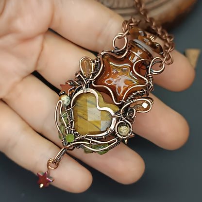 Tiger eye star vial necklace