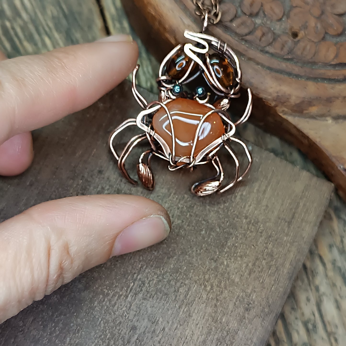 Carnelian crab pendant 🦀