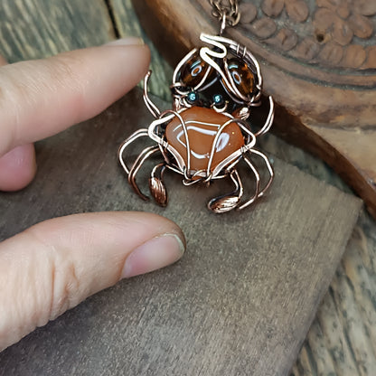 Carnelian crab pendant 🦀