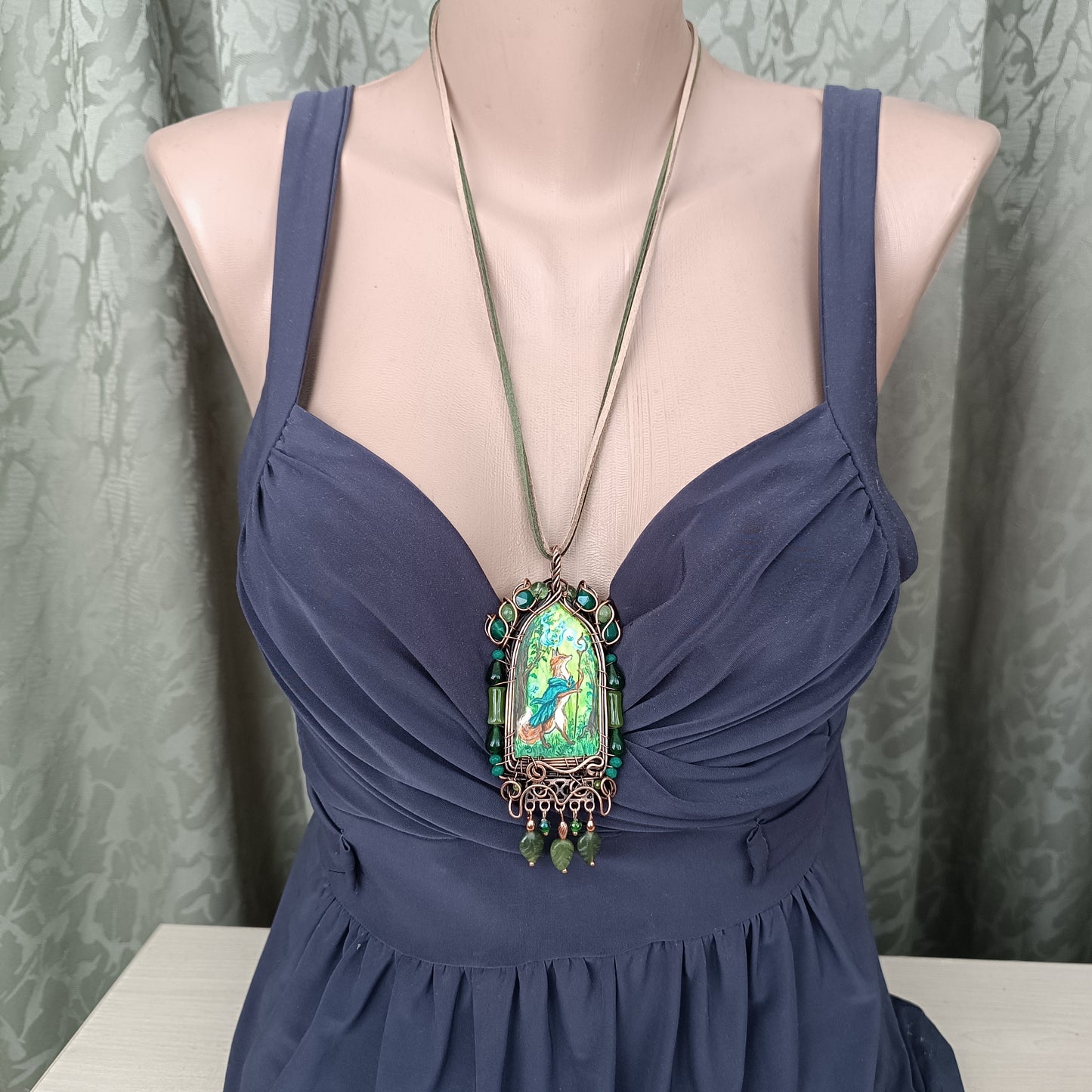 "Forest shaman"🌿🦊Wearable art necklace.