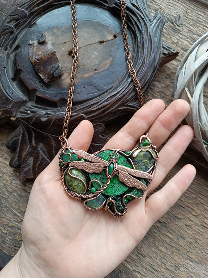 Green dragonfly necklace for Josh