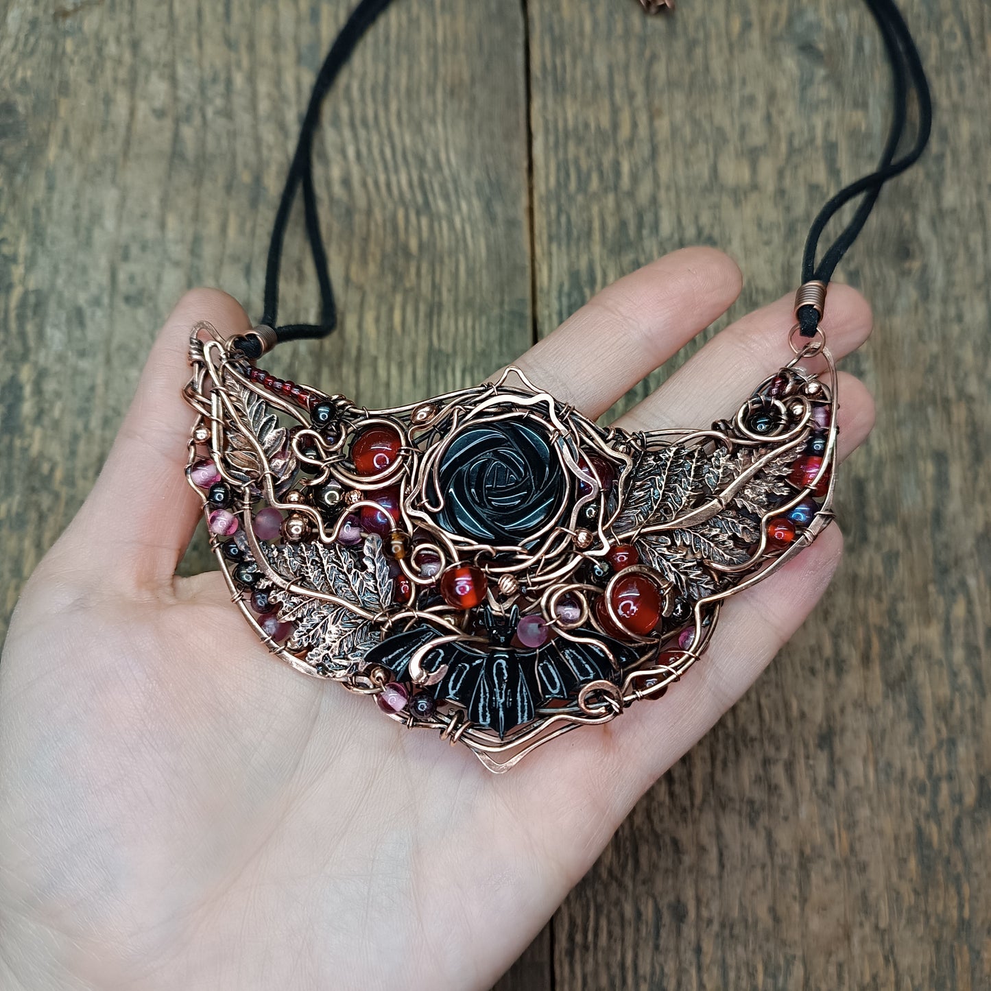 Dark rose statement necklace