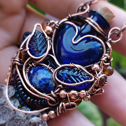 Blue autumn vial necklace