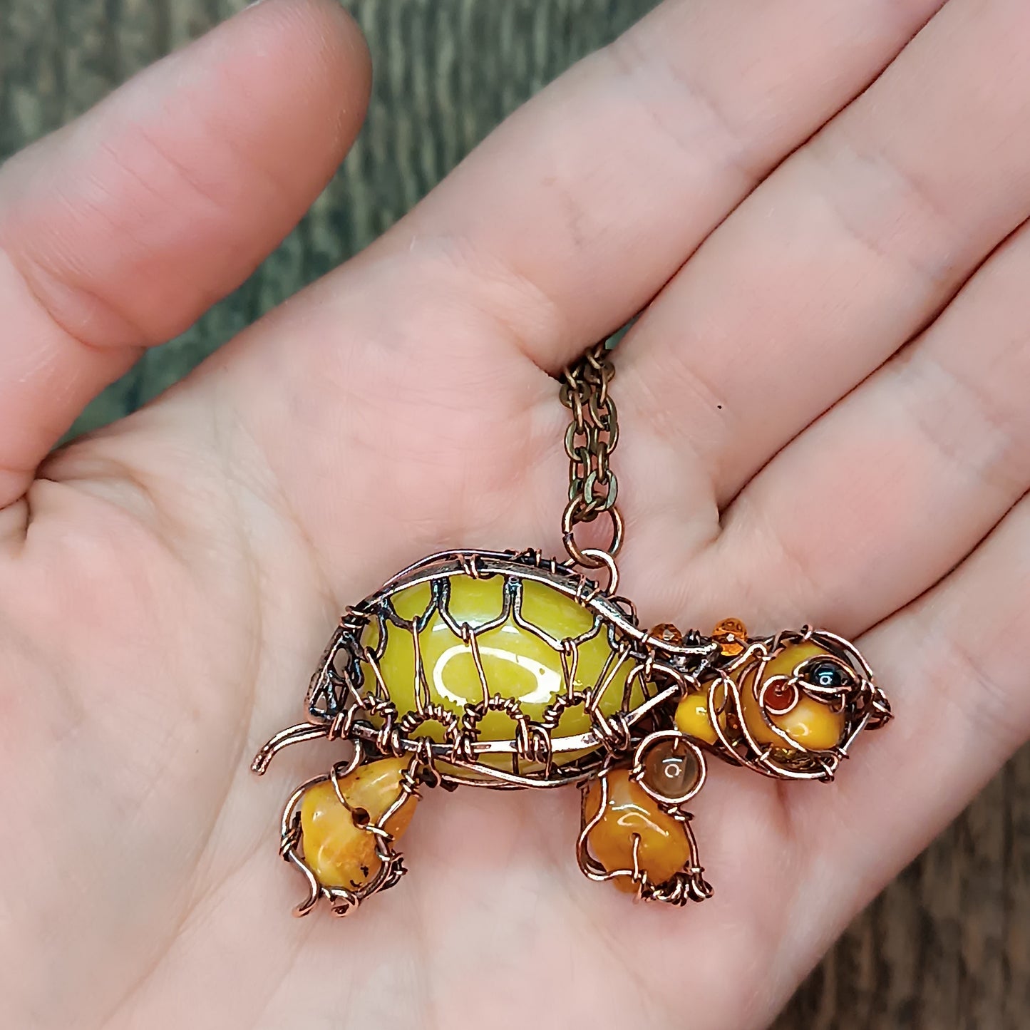For Megan. Lemon turtle pendant.