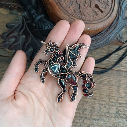 Night thunderstorm🖤 Unicorn -Dragon necklace.