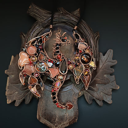 Fire dragon statement necklace