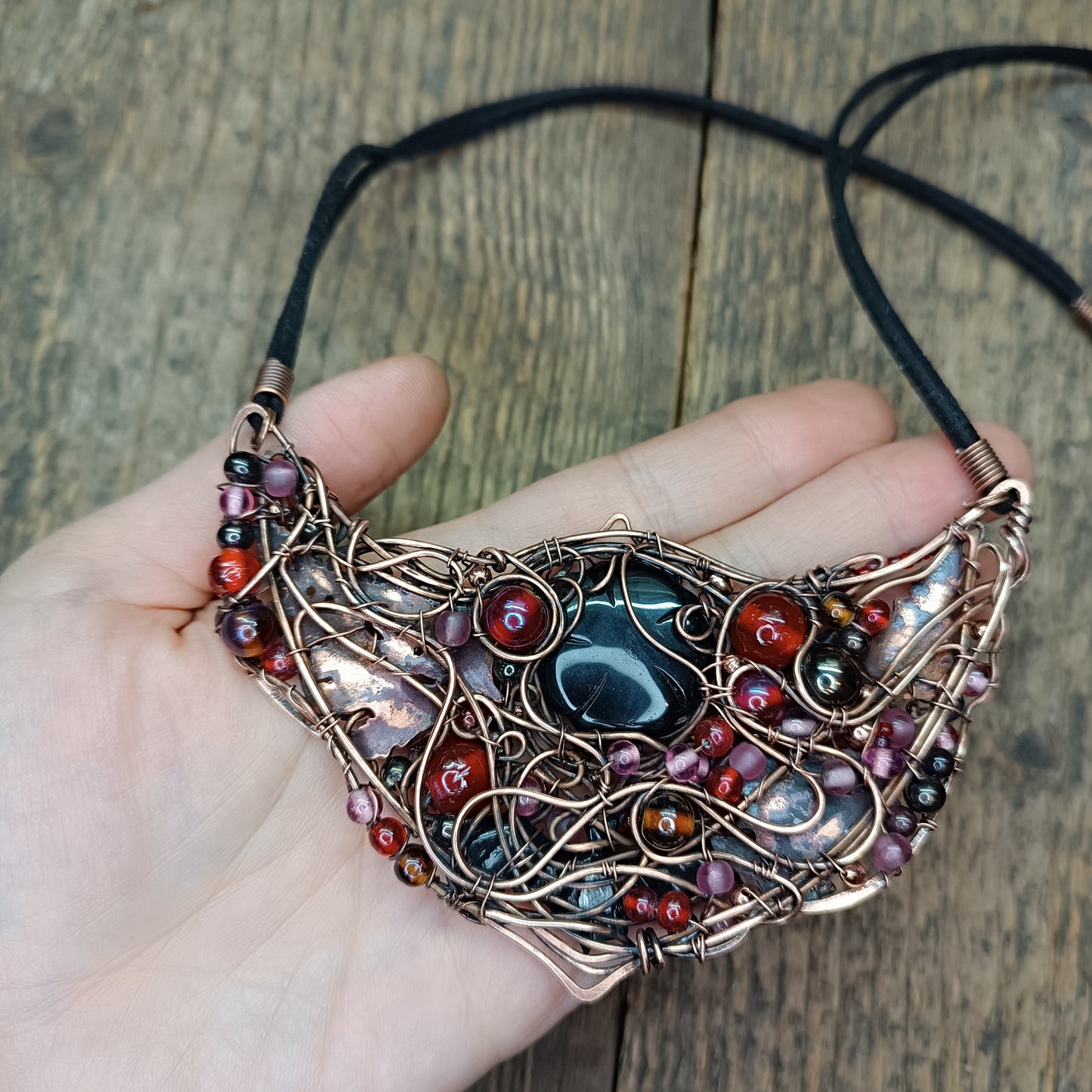 Dark rose statement necklace