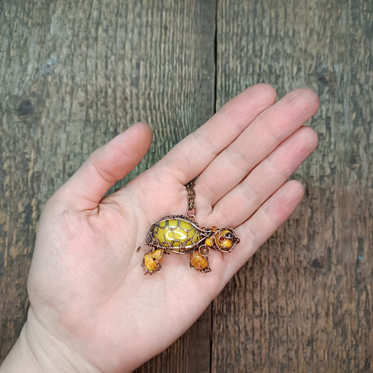 Yellow turtle pendant