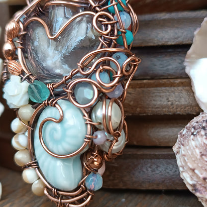 Heart of the ocean. Reversible vial necklace