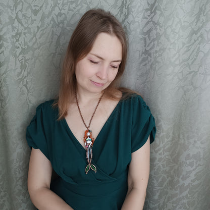 Red head mermaid necklace 🧜🦀