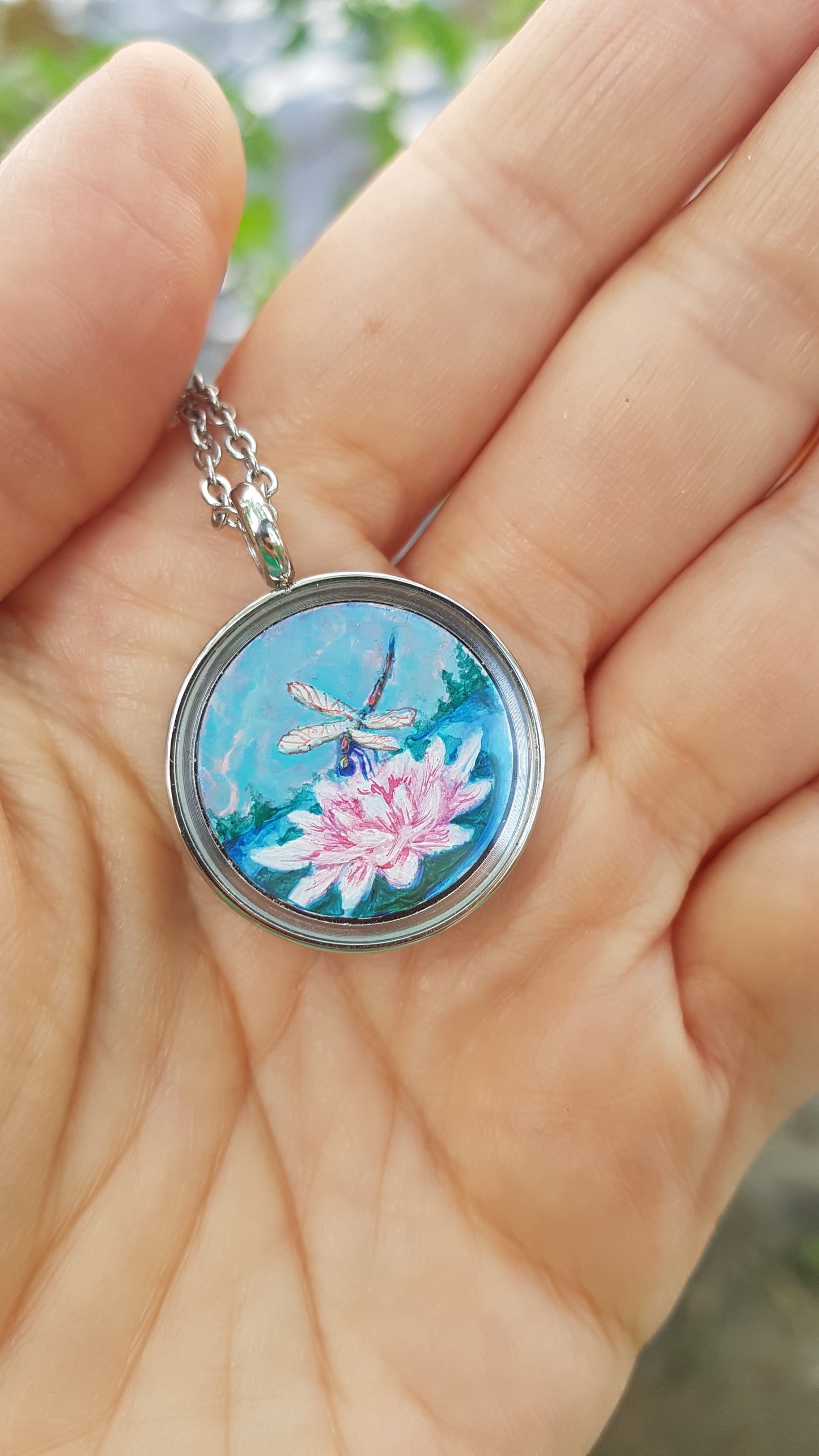 Mini reversible Mermaid and dragonfly pendant.