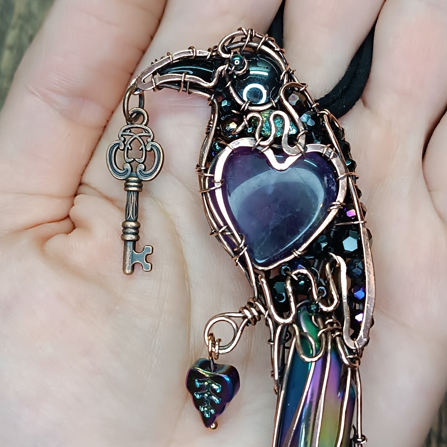 Amethyst 💜 Secret Keeper. Raven necklace.