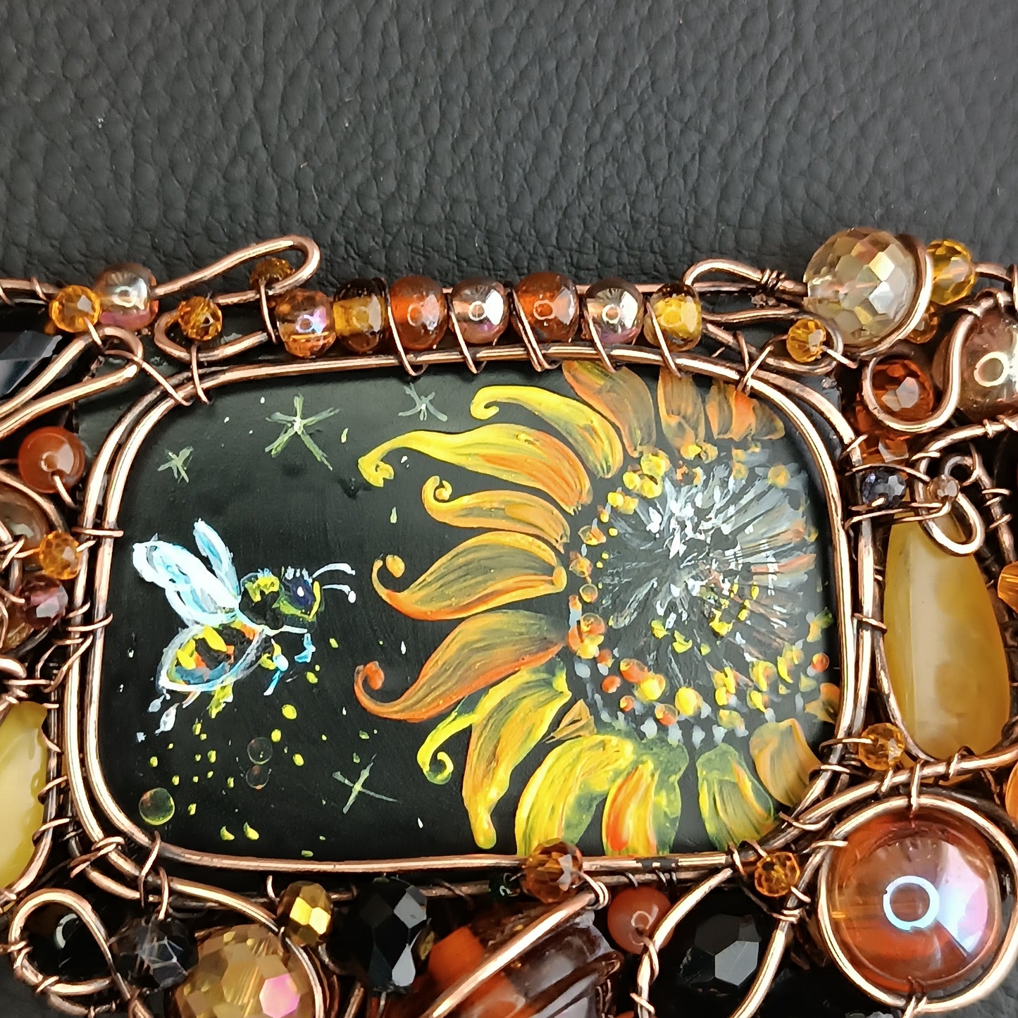 Starry night sunflower honey necklace. ✨🌀🐝🌻