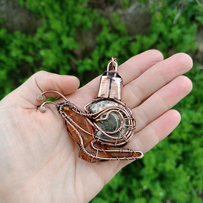 Snail and a fairy house necklace