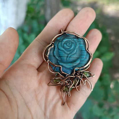 Blue rose pendant