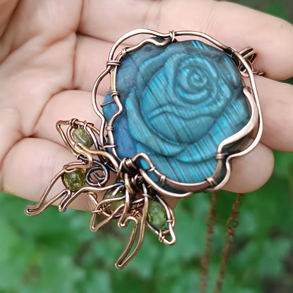 Blue rose pendant
