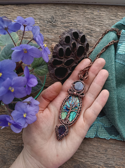 Magical reversible wire wrapped copper tree of life necklace.