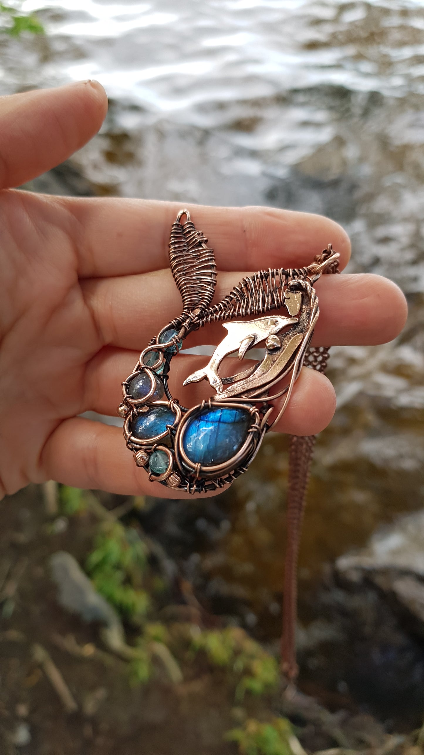 Mermaid and dolphing necklace