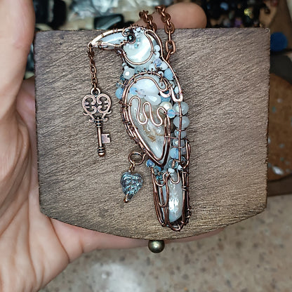 Secret keeper. White raven necklace. Rare version.