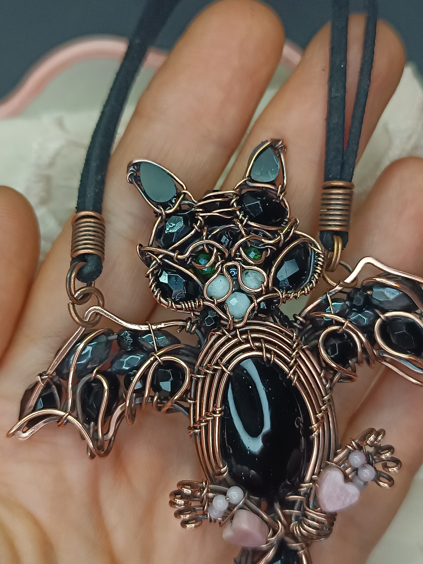 Kitty bat necklace
