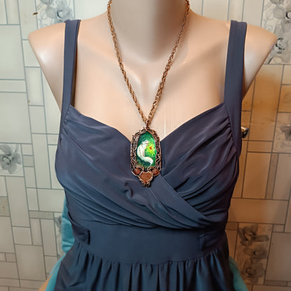 Forest light guardians.🦊🦊 Wire wrapped necklace with miniature paintings.