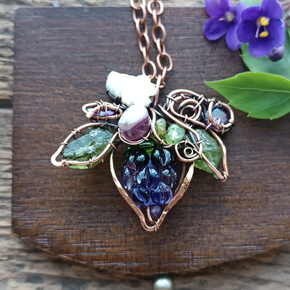 Glass blackberry necklace