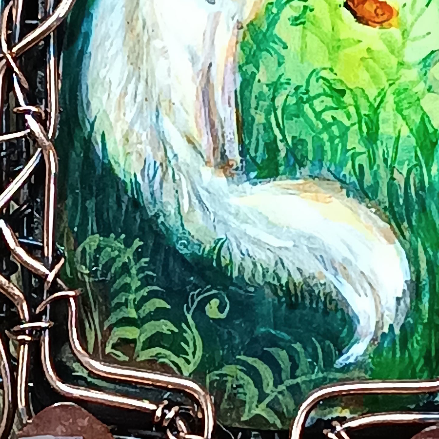 Forest light guardians.🦊🦊 Wire wrapped necklace with miniature paintings.