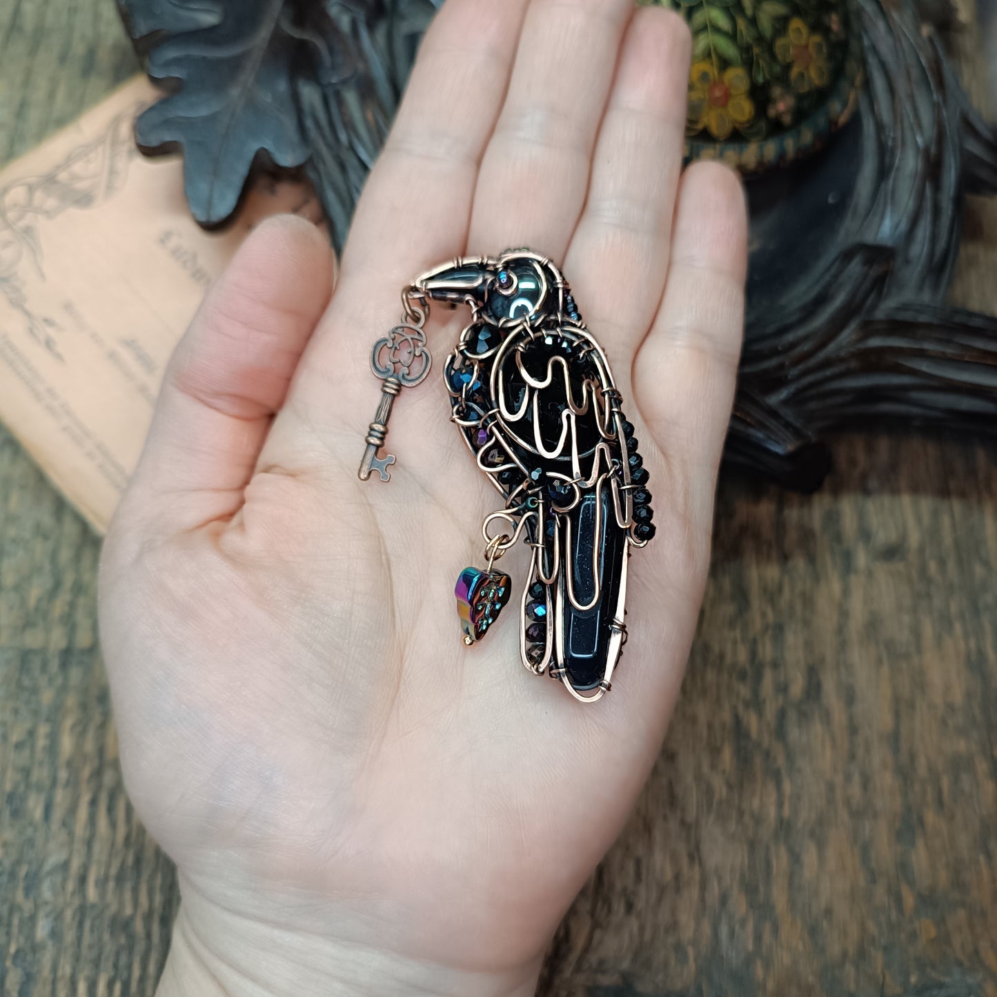 Magical secret keeper. Raven necklace