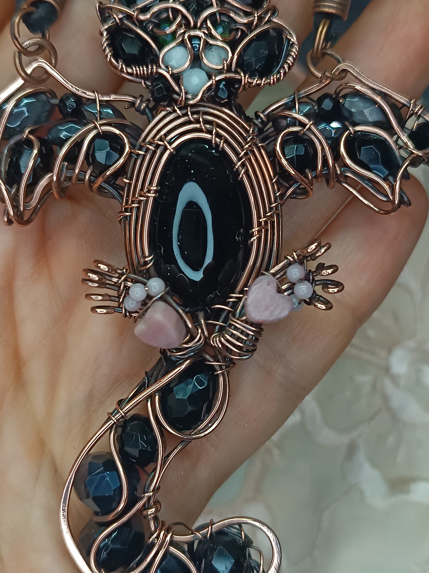 Kitty bat necklace