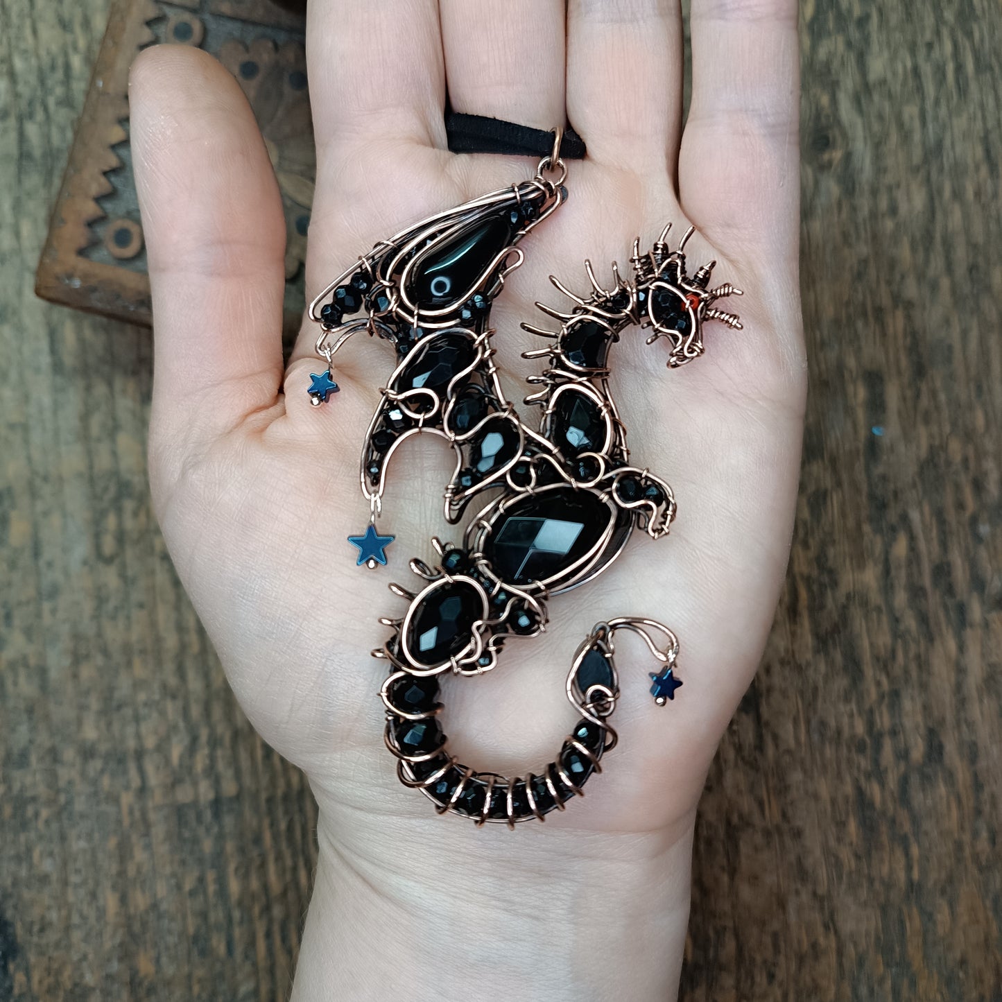 Midnight guardian. Dragon necklace.