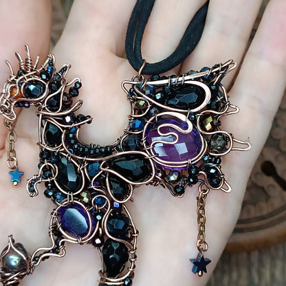 Amethyst midnight dragon necklace