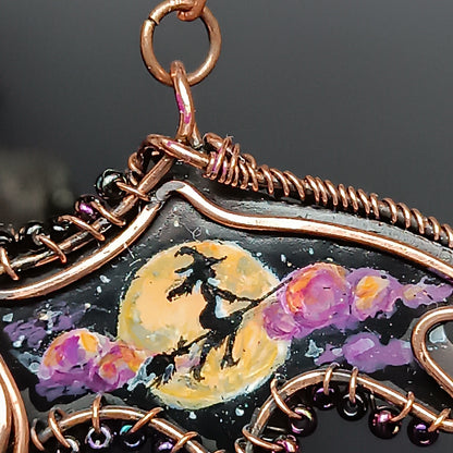 Halloween story. Painted bat necklace