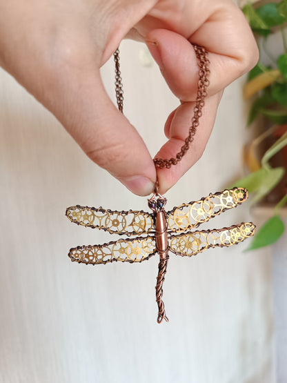 Steampunk dragonfly pendant