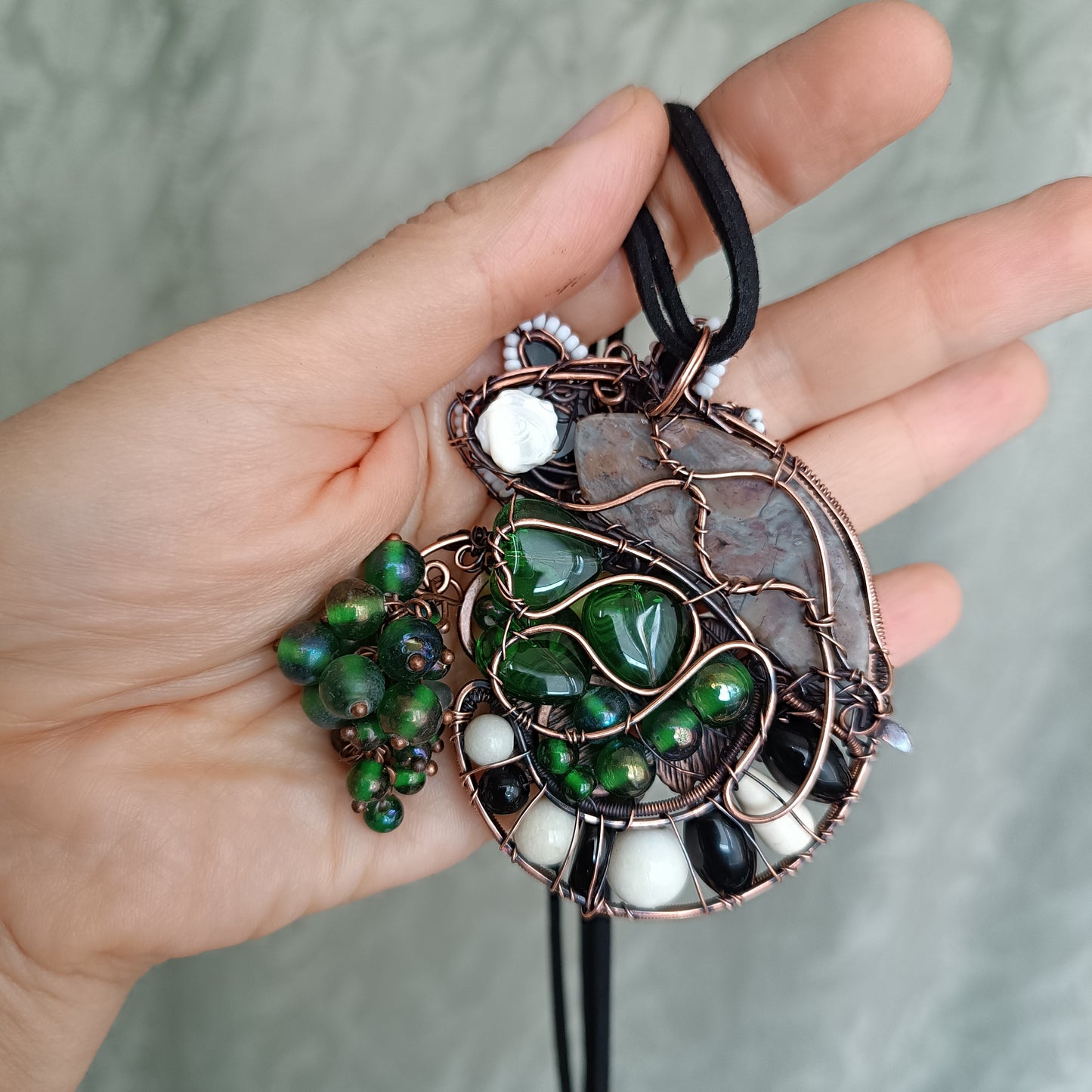 Raccoon and grapes necklace 🦝🍇