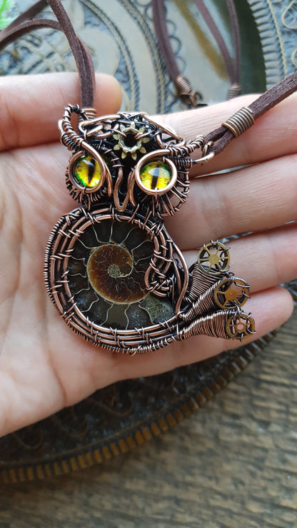 Chocolate owl necklace