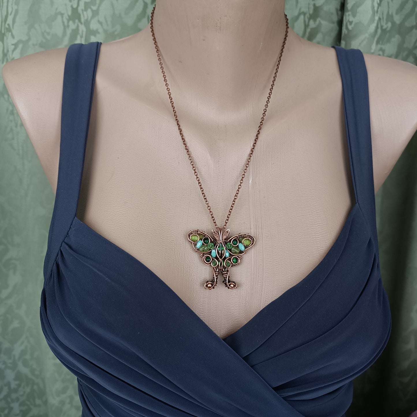Luna moth necklace