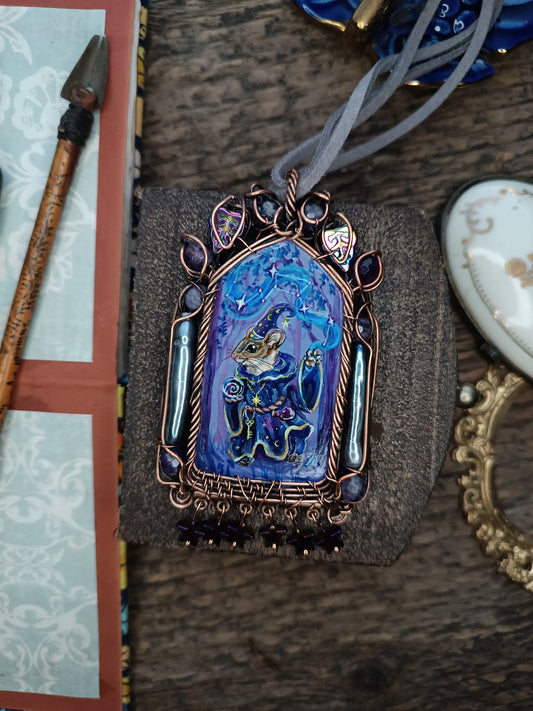 "Tiny magician". Wearable art necklace.