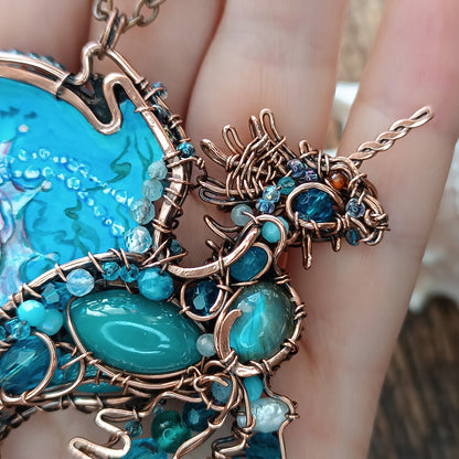 Water dragon. Wearable art necklace