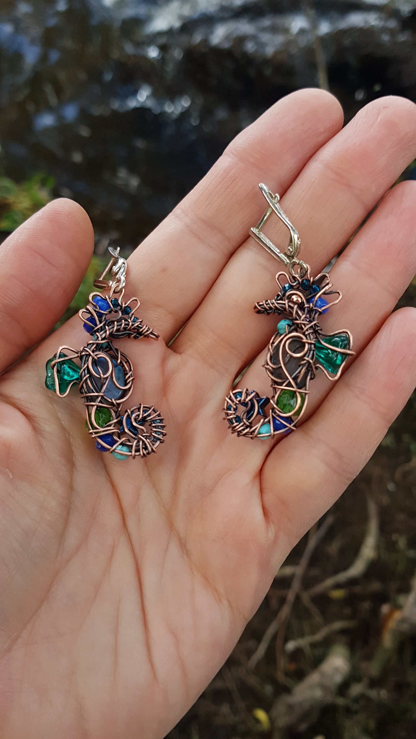 Sea horse earrings.