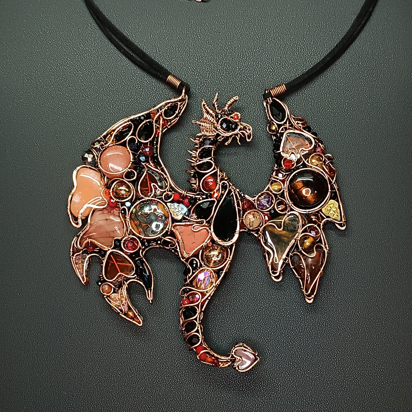 Fire dragon statement necklace