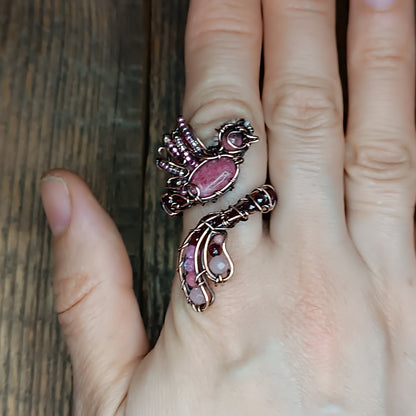 Pink bird ring (adjustable, size S-L)