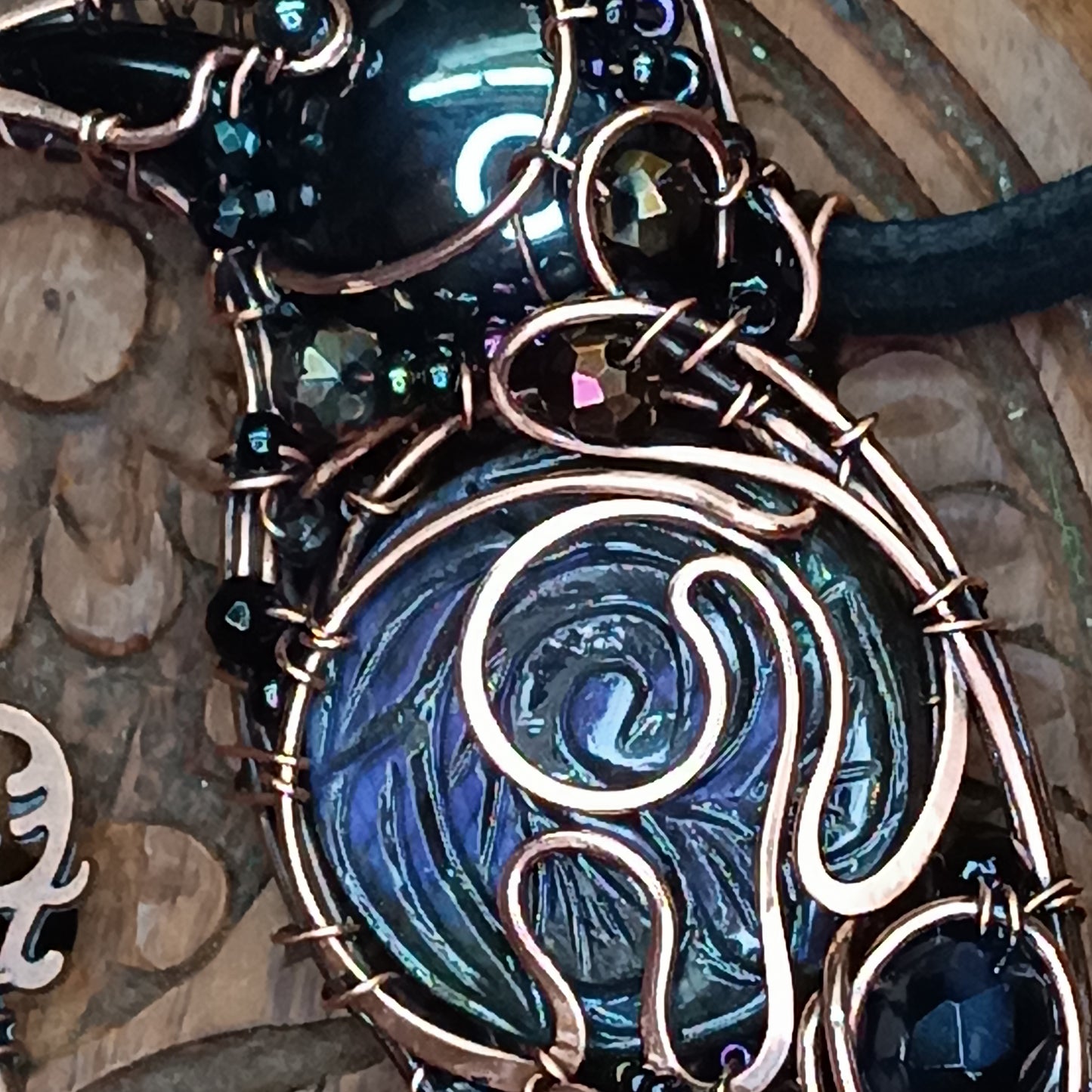 Purple wing Secret Keeper. Raven necklace.