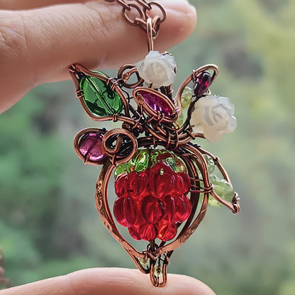 Glass raspberry necklace