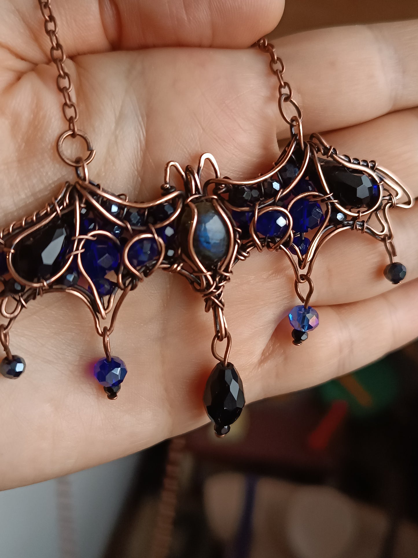 Midnight whisper. Bat necklace.