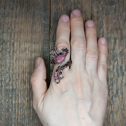 Pink bird ring (adjustable, size S-L)
