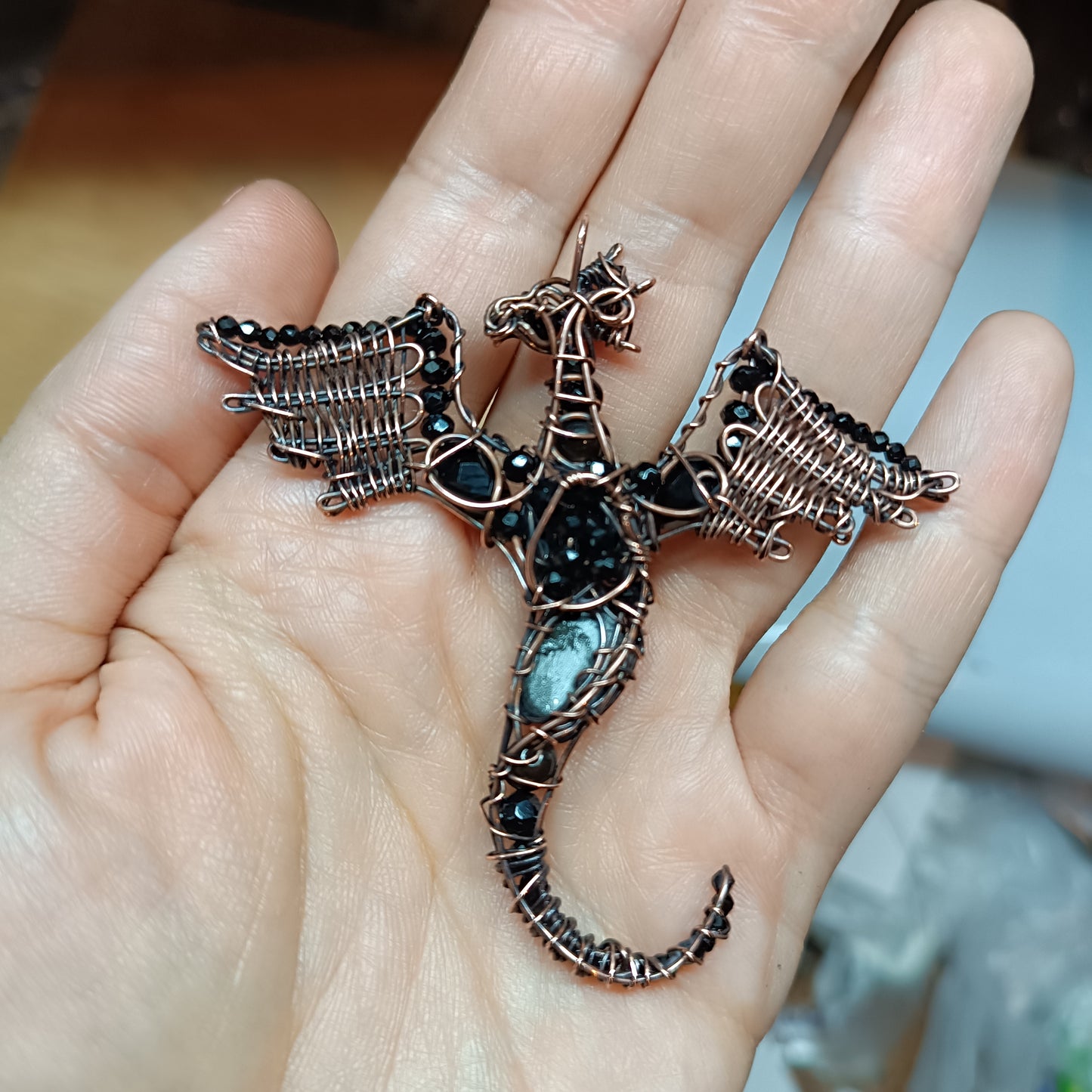 For Ann. Black mini dragon pendant