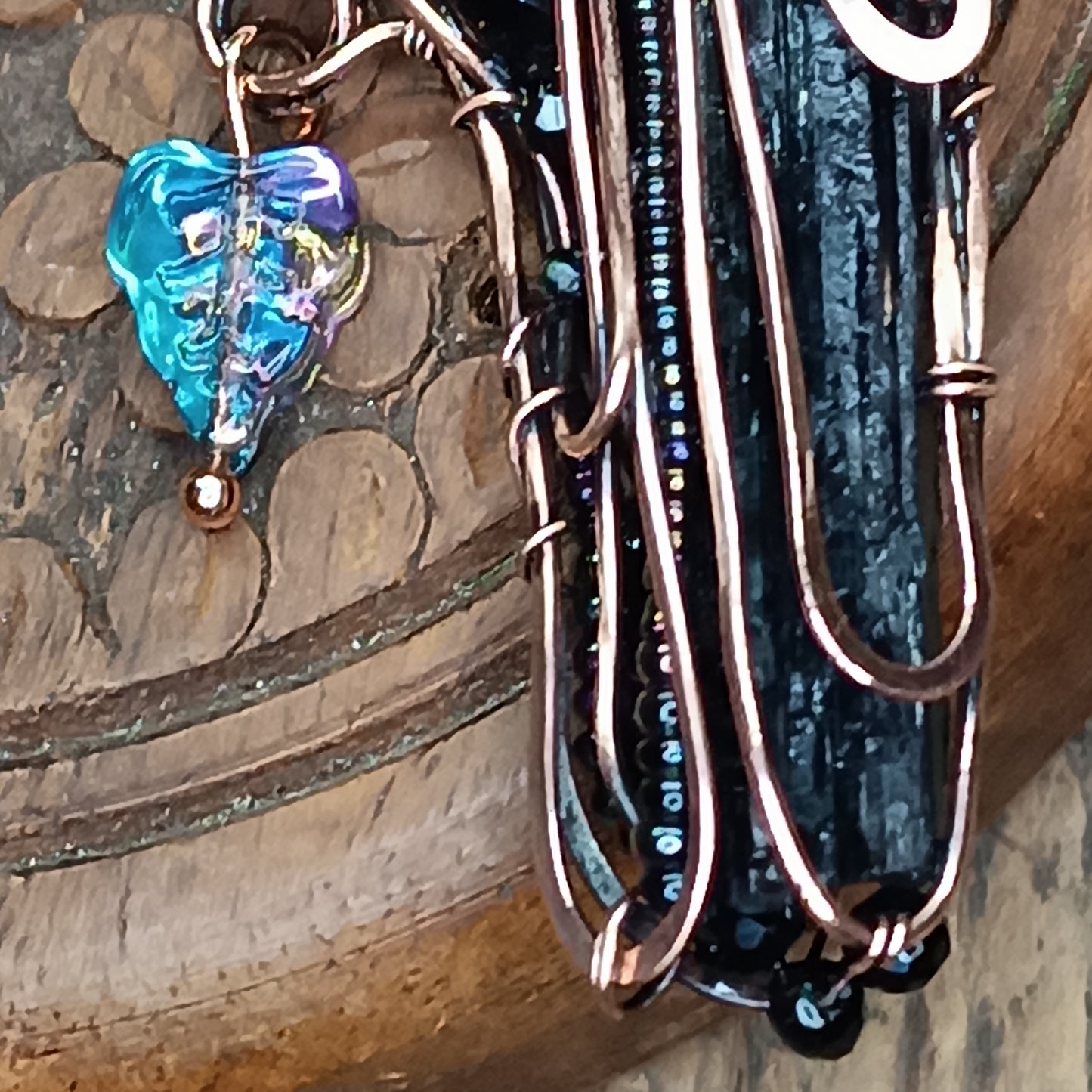 Purple wing Secret Keeper. Raven necklace.