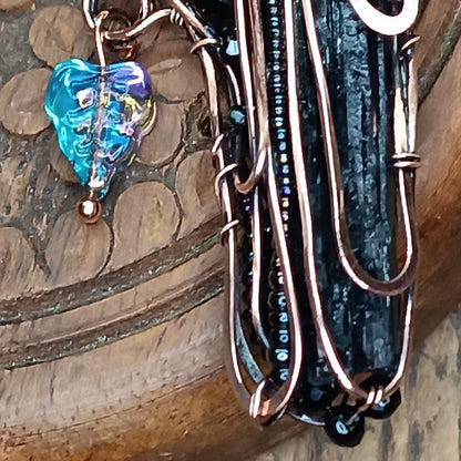 Purple wing Secret Keeper. Raven necklace.