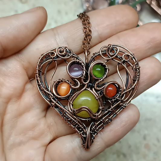 Rainbow paw heart necklace